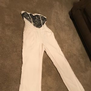 White & black lace Bebe jumpsuit